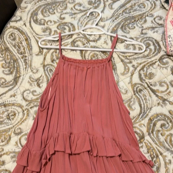 Womens Summer Dress Cotton Sleeveless Halter Layered Ruffles Casual Boho dress - Picture 3 of 4